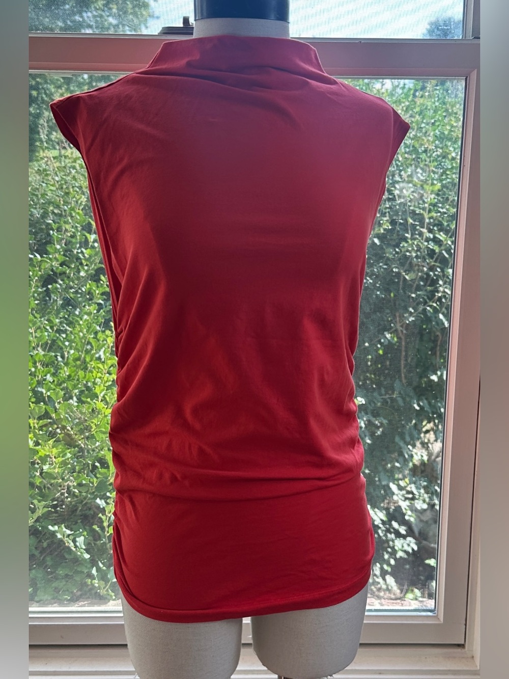 Maeve‎ by Anthropologie Red Ruched Muscle Tank Top